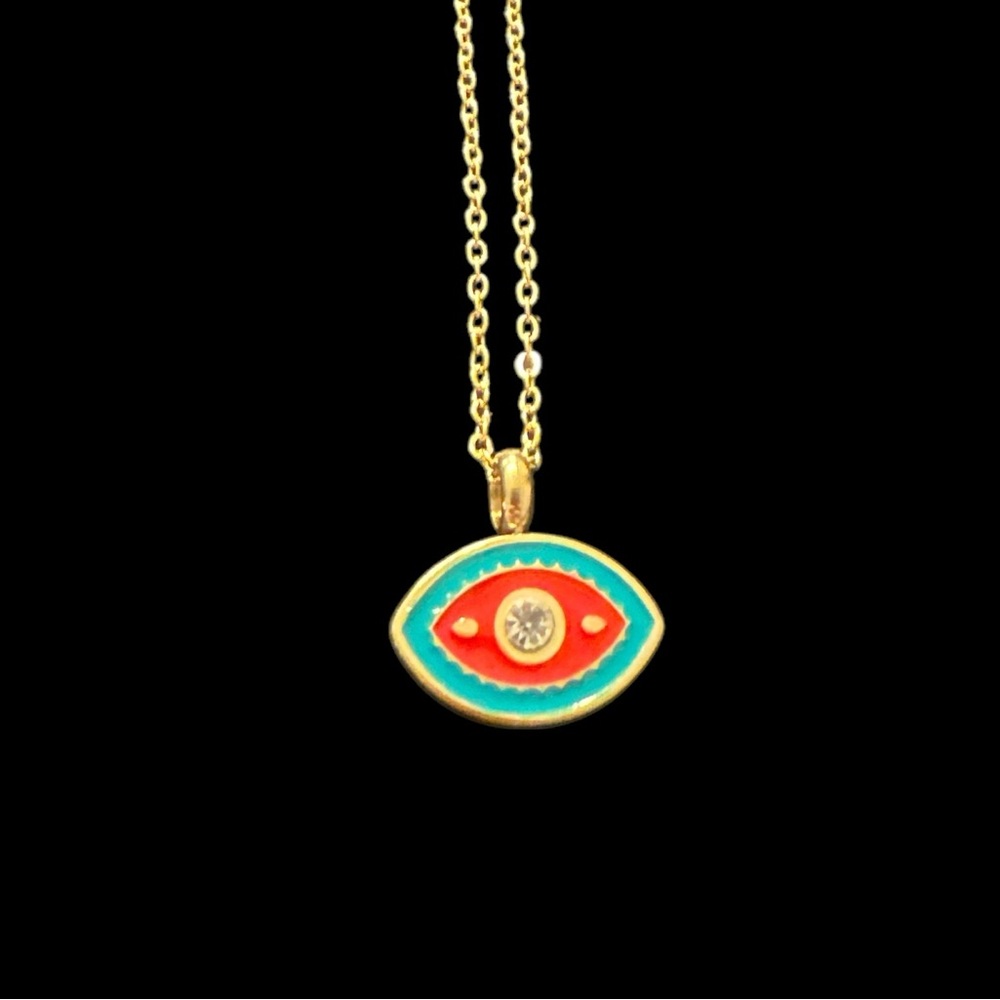 Fashion Jewelry Gold and Red Eye Necklace